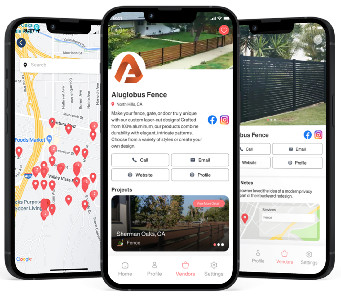 Home improvement app example with HomeWorked fence company.